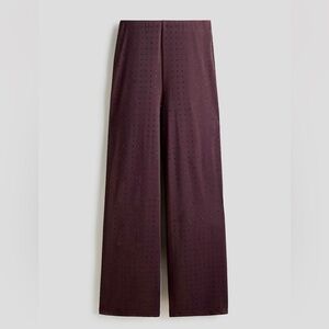 H&M NWT burgundy plum pull on straight leg stretchy pants, jeweled embellished